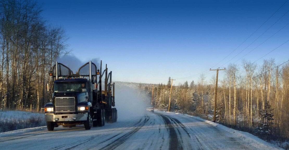 Truck on Winter Road
