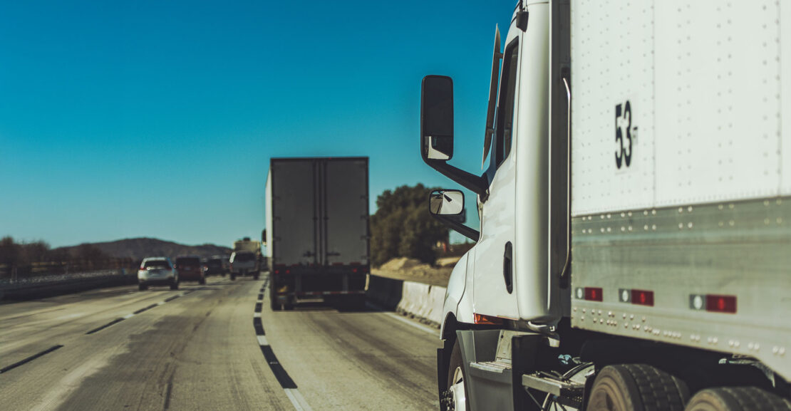Semi Trucks Convoy on a California Highway