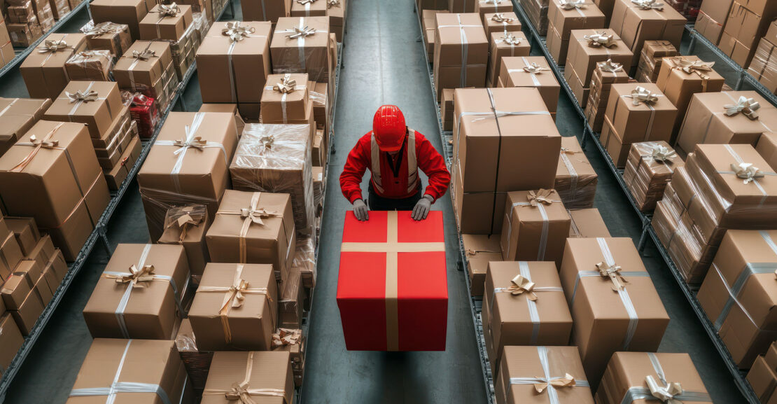 Busy Logistics Center Operating at Peak Holiday Season