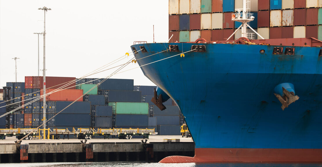 Ships docked at the Port of Los Angeles